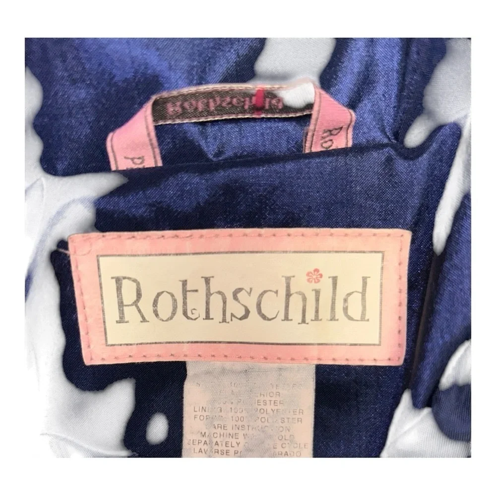 Vintage Rothschild Hooded Jacket for Young Girl. Embroidered Trim Sz 6 blue navy